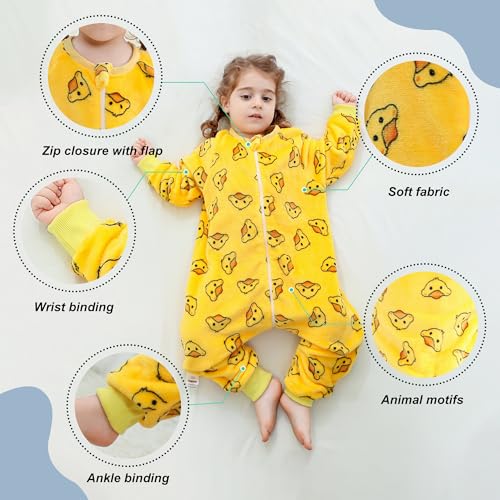 Image of MICHLEY Flannel Sleeping Sack,Baby Sleeping Bag Wearable Blankets 9M-6Y | Toddler Clothes,Unisex Pajamas, Long Sleeve,Zipper, For Autumn Winter,Suitable Girls And Boys,Warm & Breathable