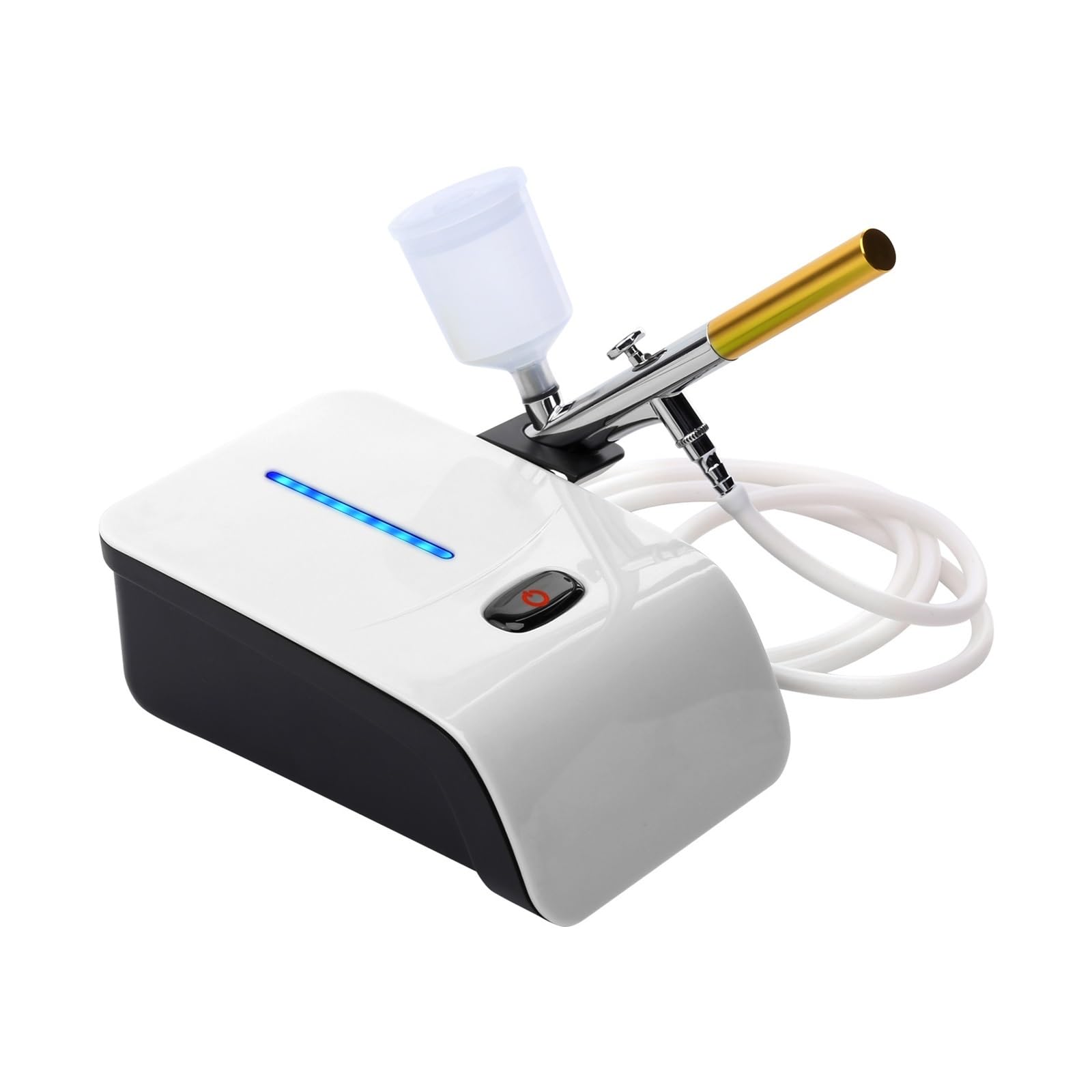 Kit aerografo multifunzionale con set di spazzole ad aria compressa a compressore for pittura artigianale Precisione Senza Sforzo Spruzzo Uniforme(White)