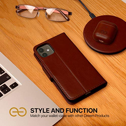 Image of dreem Fibonacci 2-in-1 Wallet Case for Apple iPhone Xs Max - Luxury Vegan Leather, Magnetic Detachable Shockproof Phone Case, RFID Card Protection, 2-Way Flip Stand - Coffee