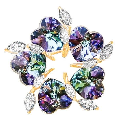 Image of Brooches For Women,14k Gold Plated Copper,Crystal Brooch,Love Brooch,Heart Brooches,Brooches Pin for Birthday, Christmas,Valentines, Wedding Parties, Anniversaries,Mother's Day