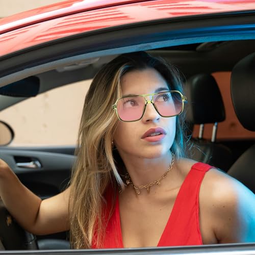 Retro Square Sunglasses for Women Men Trendy Oversized Square Aviation Sun Glasses 70s Vintage Pilot Shades UV400