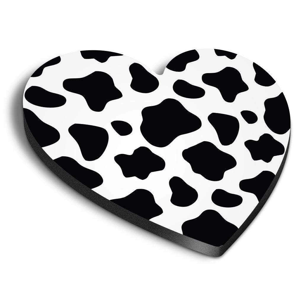Destination Vinyl Ltd Multicolor 1 X Heart Mdf Magnets - Cow Print Pattern Animals 8463