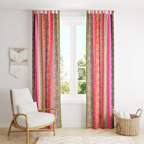 THE ART BOX Multi Silk Sari Curtains – Boho Patchwork