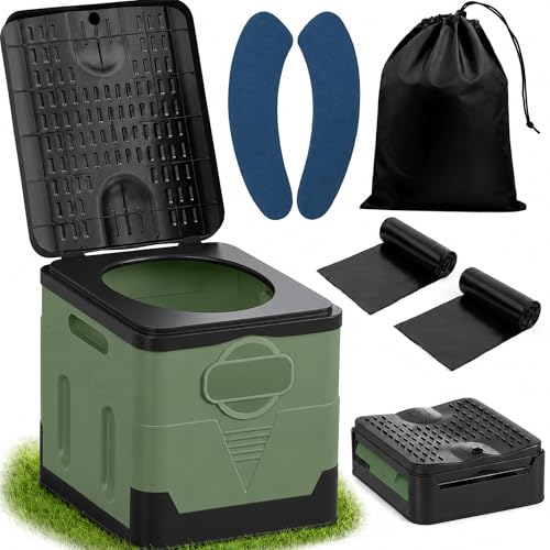 SaiXuan Tragbares Klapptoiletten-Set, 25 L Groß, Maximale...