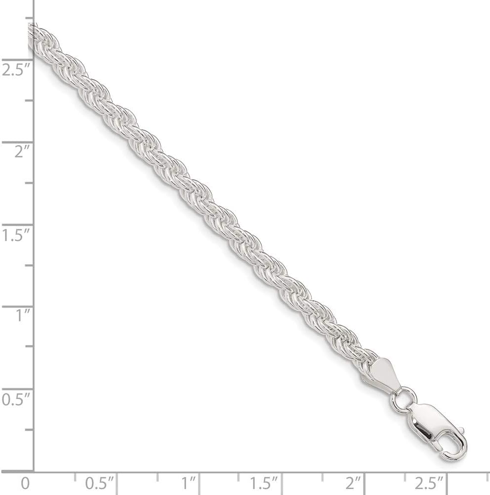 925 Sterling Silver 4.5mm Solid Rope Chain Necklace - with Secure Lobster Lock Clasp