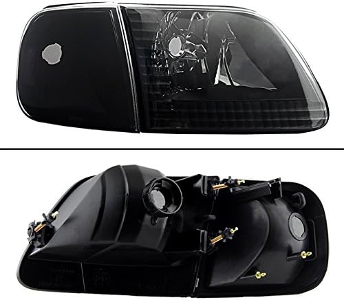 AKKON - For Black Smoke 97-03 F150 97-99 F250 LD 97-02 Expedition Headlight + Corner Signal Lamps 4 Pieces Set