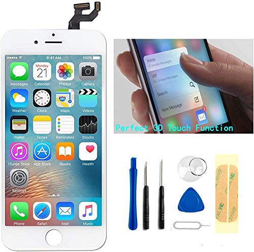 Master Screen Replacement for iPhone 6s Plus White 3D Touch Screen LCD Digitizer Replacement Frame Display Assembly Set with Repair Tool Kits (White)