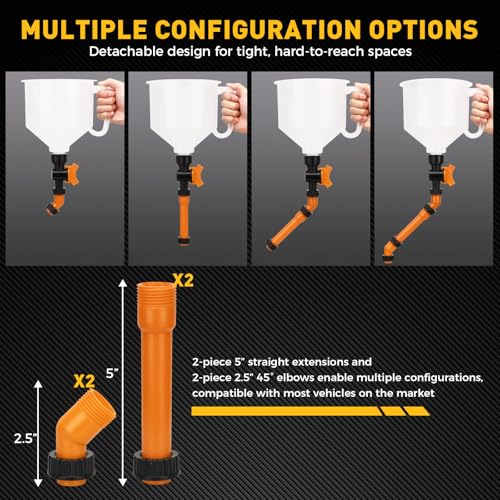 Image of 20-Piece No-Spill Coolant Funnel Kit, Cooling System Funnels Kits, Spill Proof Funnel Bleeder, Radiator Funnels Kit with Adapters, Extensions, Flexible Hose, Circular-Funnel, Towel for Automotive Use