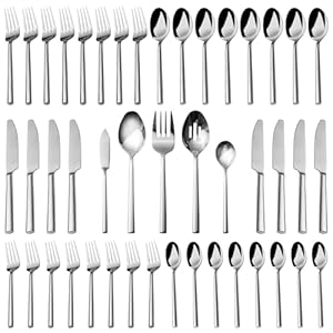 Alata Potter 45-Piece Forged Stainless Steel Flatware Set Cutlery Set,Service for 8,Silver Finish,Dishwasher Safe