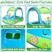 iGeeKid Inflatable Baby Pool Float with Canopy, Safty Seat for Infant Baby Swim Float Rings Car Shaped Swimming Pool Floaties for Babies Toddler Age of 6-36 Months (Light Blue)