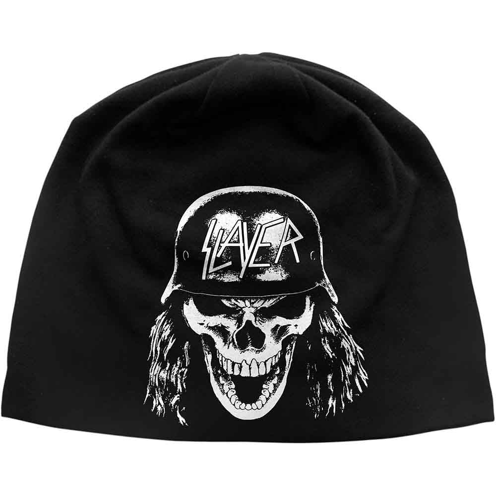 Slayer Beanie Hat Soldier Skull Band Logo Official Black Jersey Print