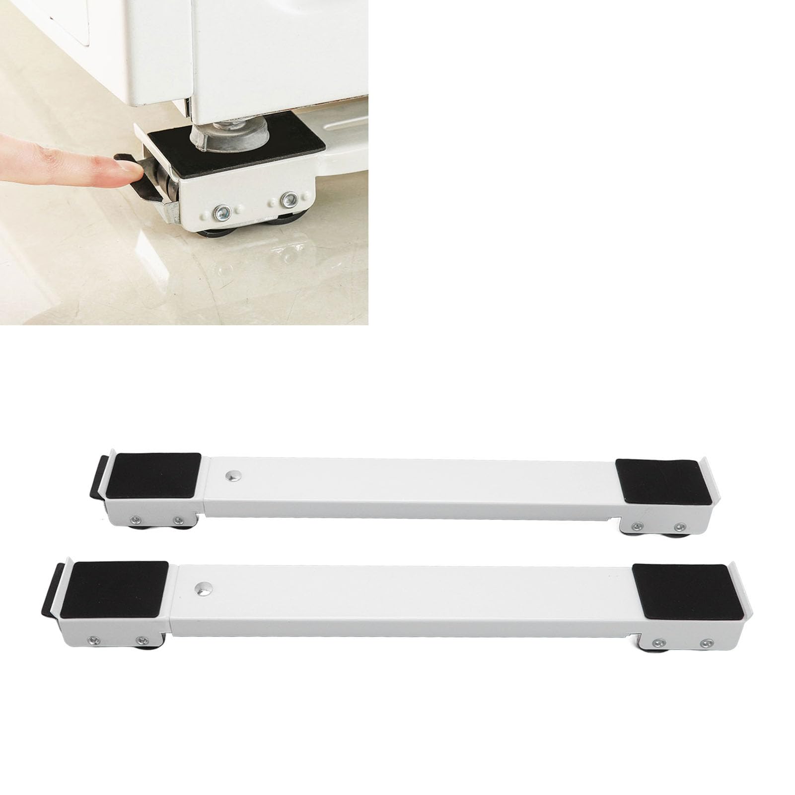 Topyond 2 Juegos De Muebles, Soporte De Rodillo Móvil, Base Elevada Extensible, Base De Lavadora Móvil con Ruedas para Refrigerador, Lavadora, Secadora, Muebles Grandes Y Pesados(Blanco)