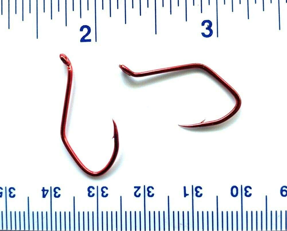 100 Gerry's Tackle Red Chrome Sickle Octopus Fish Hooks Size 1