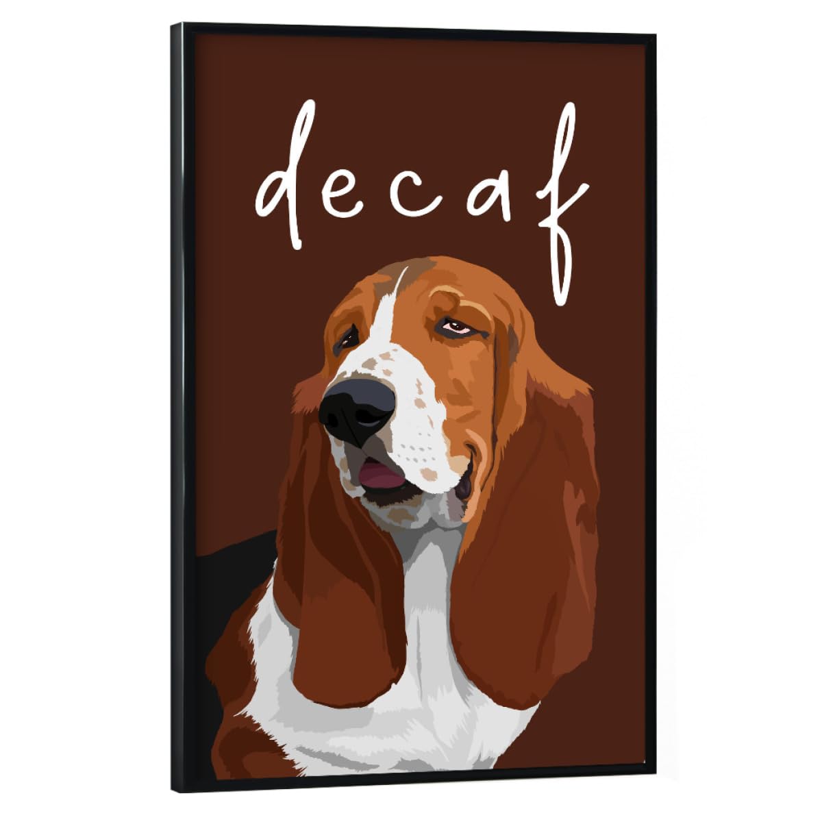 artboxONE Poster mit schwarzem Rahmen 60x40 cm Tiere Entkoffeinierter Kaffee - Bild Humor Hund Kaffee