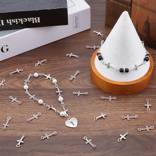 SUNNYCLUE 1 Box 120Pcs Easter Charm Cross Connector Charms Cross Charm Bulk Cross Metal Charms Cross Linking Charm Rosaries Crucifix Charm Cross Connectors for Jewellery Making Charms DIY Crafts - Image 4