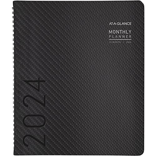 AT-A-GLANCE 2024 Monthly Planner, 9” x 11”, Large, Monthly Tabs, Pocket, Contemporary, Charcoal (70260X4524)