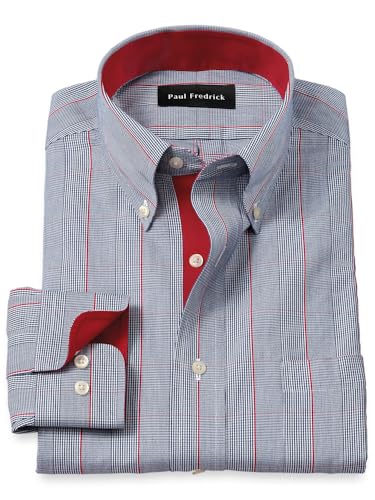 Paul Fredrick Men's Classic Fit Non-Iron Cotton Glen Plaid Dress Shirt