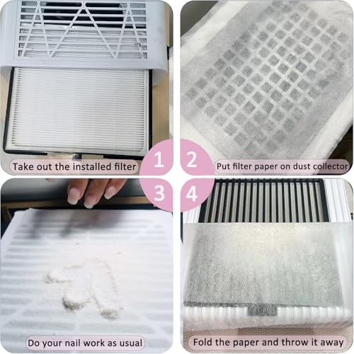 400 hojas de filtro desechable para colector de polvo de uñas miniatura 5