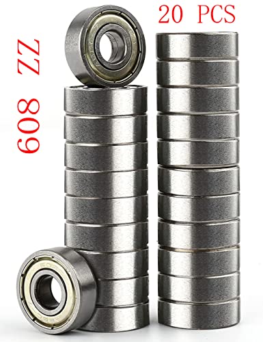 image for JIRONN 20 PCS Longboard Integrated Bearing 608-ZZ,Skateboard Wheel Bea