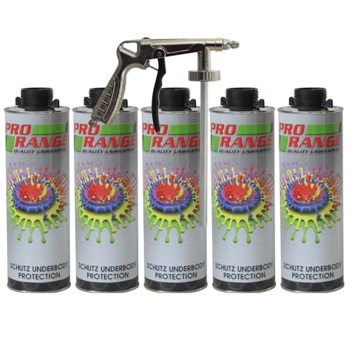 Pro Range Schutz Paint 5 x 1 Litre Bottles + Air Application Gun Underseal/Underbody/Schutz Protection Can be applied Smooth or Textured. Protect your chasis from Rust, Stone Chips, etc