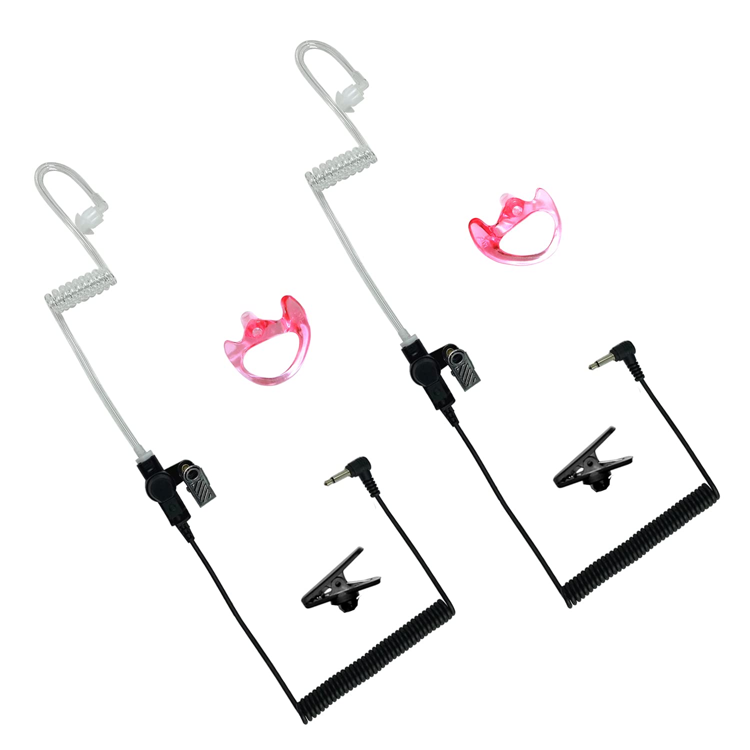 TIAN CHANG Walkie Talkie Earpiece 3.5mm Surveillance Kit Acoustic Tube Listen-only Earpiece for Speaker Mics-2 Pack