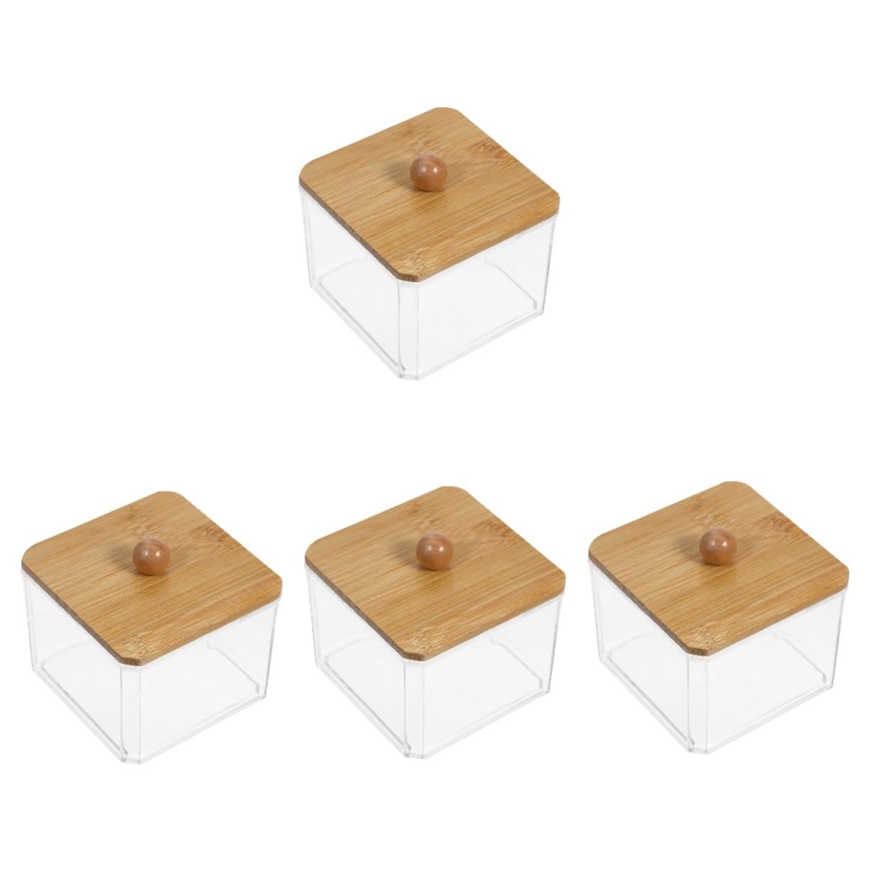 PRETYZOOM 4 Stück Staubdichte Wattestäbchenbox make up schmink wattepads organizer schminkbox Make-up-Organizer aus Baumwolle Halter für Wattepads Holz