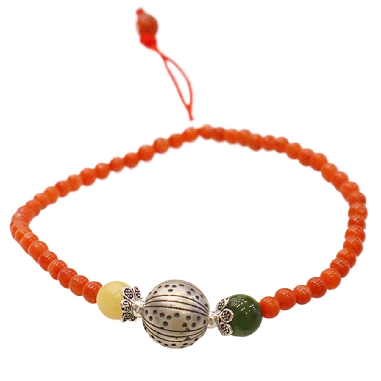 Nzpost Women's Silver Bead Crystal Bracelet,Agate Bracelet, Red Agate Bead Bracelet Sterling Silver Charms Bracelet For
