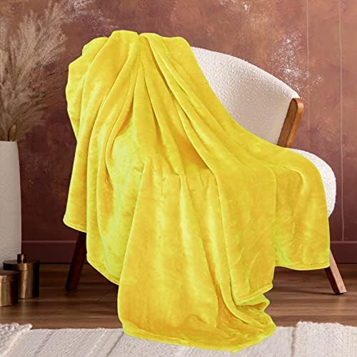 Fleece Yellow Throw Blanket for Couch Cozy Soft Blankets & Throws Lightweight Fleece Fall Fuzzy Blanket Couch Chairs Sofa Bedroom Living Room 50x70 inch Boys Girls Adults Student