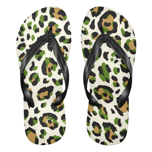 Leopard Black Green Flip Flop Beach Summer Casual Sandal for Women & Men Shower Shoes 20861862
