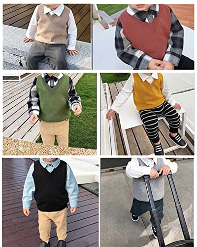 Image of PTPUKE Baby Boys Girls V Neck Comfort Knitted Sleeveless Pullover Sweater Vest