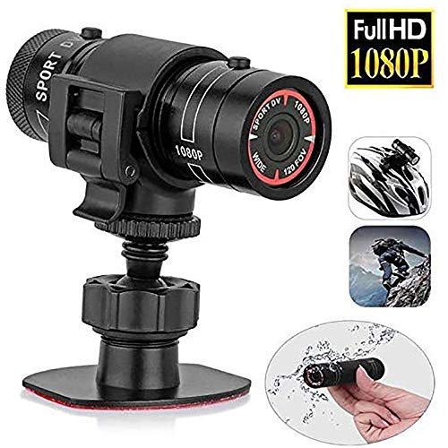Preisvergleich Produktbild Roboraty Mini Sportkamera HD 1080P Im Freien Taschenlampensturzhelm-Reitkamera Fahrradsportrecorder Karte Der UnterstüTzungs 4-32G TF Ideal FüR Klettern Skifahren Reiten Etc,Black