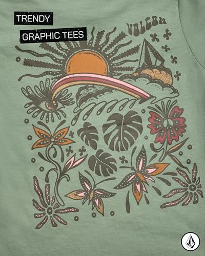 Image of Volcom Girls Shirts - Casual Crewneck Short Sleeve Graphic Tee Trendy Tops - Breathable Girls Summer Clothes