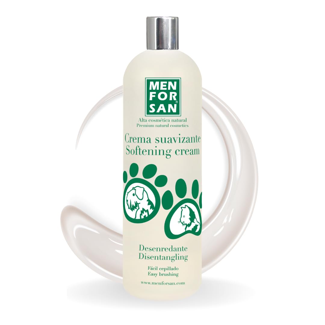 MENFORSAN Crema Suavizante Desenredante para Perros y Gatos | Acondicionador desenredante | Facilita el Cepillado | Pelaje Sedoso y Brillante | 1 L