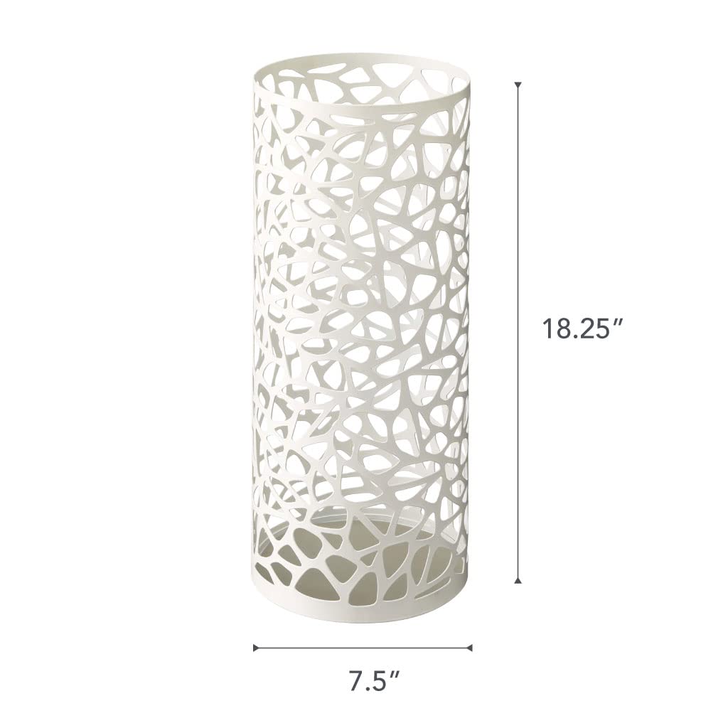 YAMAZAKI 6321 NEST Portaombrelli, bianco, acciaio, design minimalista, 19 x 19 x 46.5 cm