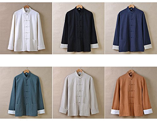 ZooBoo Men's Retro Flax Martial Arts Tops Kung Fu Jacket Tang Suit4