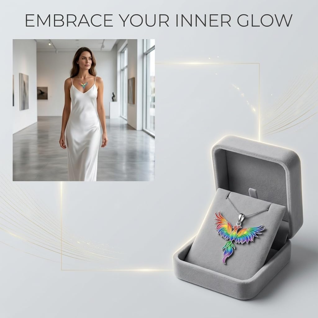 Collana da donna con ciondolo a forma di fenice sfumata, gioiello con ciondolo a forma di fenice, regalo di compleanno o anniversario per lei