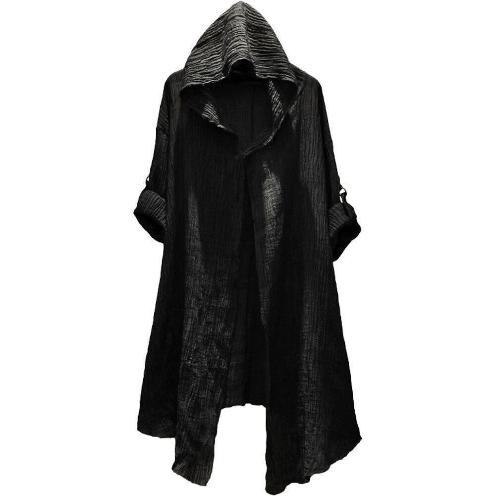 Manteau long gothique noir à capuche pour Halloween et cosplay
