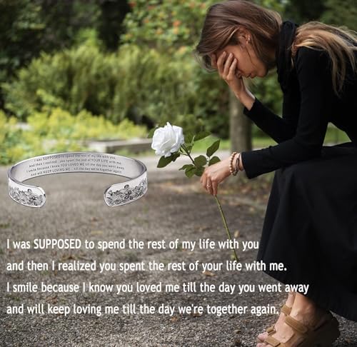 Jojomina Memorial Bracelet for Loss of Loved One Husband Mother Dad Son Daughter Bereavement Sympathy Gift Stainless Steel Inspirational Mantra Cuff Bangle Bracelet3