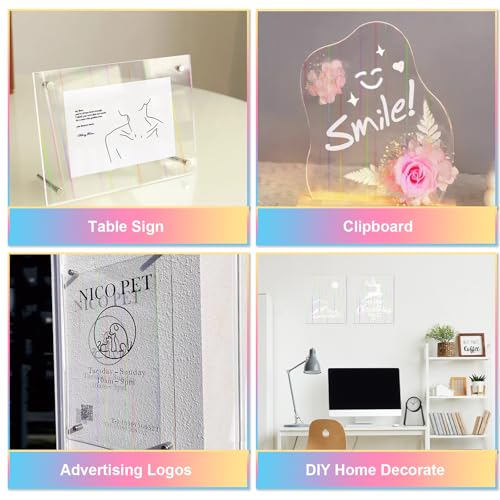 Image of 4PCS Iridescent Plexiglass Sheets 1 /8 inch Thick, Colored Acrylic Sheet 12x12 Inch Plastic Sheets Plexiglass Sheet Radiant Acrylic Panel for Signs, Lighting, DIY Crafts