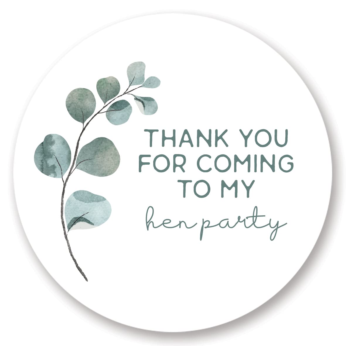 Personalised Hen Party Thank You Stickers/Labels - Green Eucalyptus Design (37mm (35 per Sheet), Non-Personalised Hen Party)