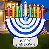 TURNMEON 6 Foot Inflatable Hanukkah Menorah Decorations with LED Lights 6 Stakes 2 Tethers 2 Weight Bags Chanukkah Hanukkah Menorah Blow Up Decorations Outdoor Indoor Yard Garden Lawn Home Party