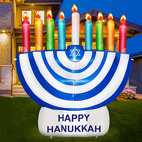 Turnmeon6footinflatablehanukkahmenorahdecorationswithledlights6stakes2tethers2weightbagschanukkahhanukkahmenorahblowupdecorationsoutdoorindooryardgardenlawnhomeparty  Urban Country Home Decor Turnmeon 6 foot inflatable hanukkah menorah decorations with led lights 6 stakes 2 tethers 2 weight bags chanukkah hanukkah menorah blow up decorations outdoor indoor yard garden lawn home party  urban country home decor