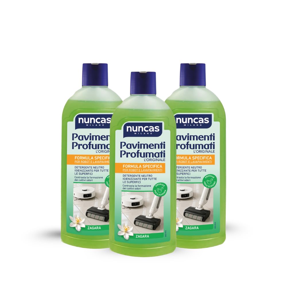 Nuncas Pavimenti Profumati Detergente Pavimenti - Formula Specifica per Robot e Lavapavimenti - Zagara - Multipack - Confezione da 3 x 500 ml