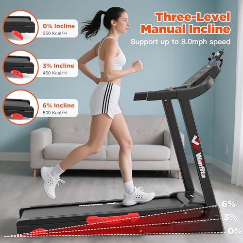 Image of 3.5HP Folding Treadmills for Home with Incline Optional, 300 lbs Capacity, 8.0MPH Speed, 17'' Wide Belt, App Connection, 64 Programs, BMI Detector for Home Use