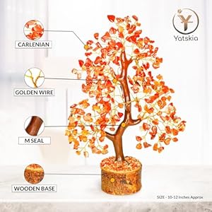 Carnelian Crystal Tree Home Decor Bonsai Tree Tree of Life Decor Spiritual Decor Crystal Decor Good Luck Gifts Meditation Accessories Money Tree Desk Decor Good Luck Charms