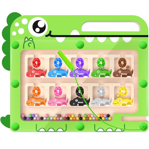 Image of FunMission Magnetic Color and Number Maze, Montessori Toys, Wooden Puzzle Activity Board for 3+ Year Old Kids, Counting & Color Sorting Educational Toys for Toddlers and Boys Girls 3 4 5 6 Years Old