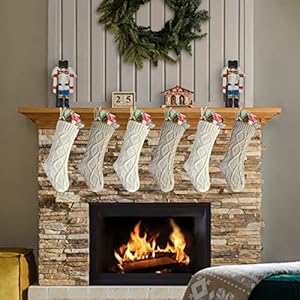 18" Khaki and Ivory Knit Christmas Stockings for Fireplace Holiday Decor,6 Pack 18 Khaki and Ivory Knit Christmas Stockings for Fireplace Holiday Decor6 Pack
