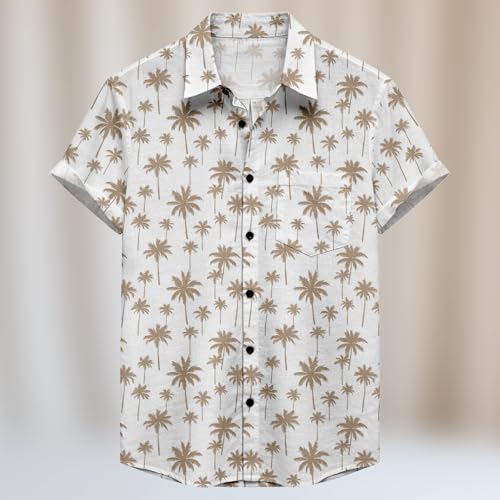 domirica Mens Hawaiian Short Sleeve Shirts Summer Beach Vacation Palm Tree Print Breathable Loose Fit Casual Shirt - Image 3