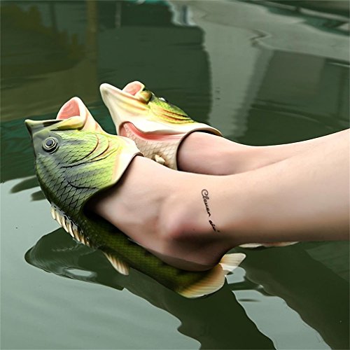 Uniqstore Sandalen Tricky Fisch Hausschuhe Kreative Stil Strand Schuhe Simulation Strand Hausschuhe Herren Grün 44 / 45