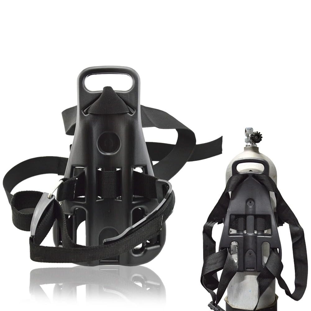 Verstellbarer Tauchflaschenhalter für Rucksäcke (7-12 l Sauerstoffflaschen), hochfestes Nylon, sichere Halterung für Freizeit- und Berufstaucher, Schwarz